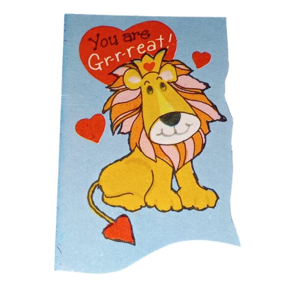 🎯 Vintage Valentines Day Card, Lion - Picture 1 of 5